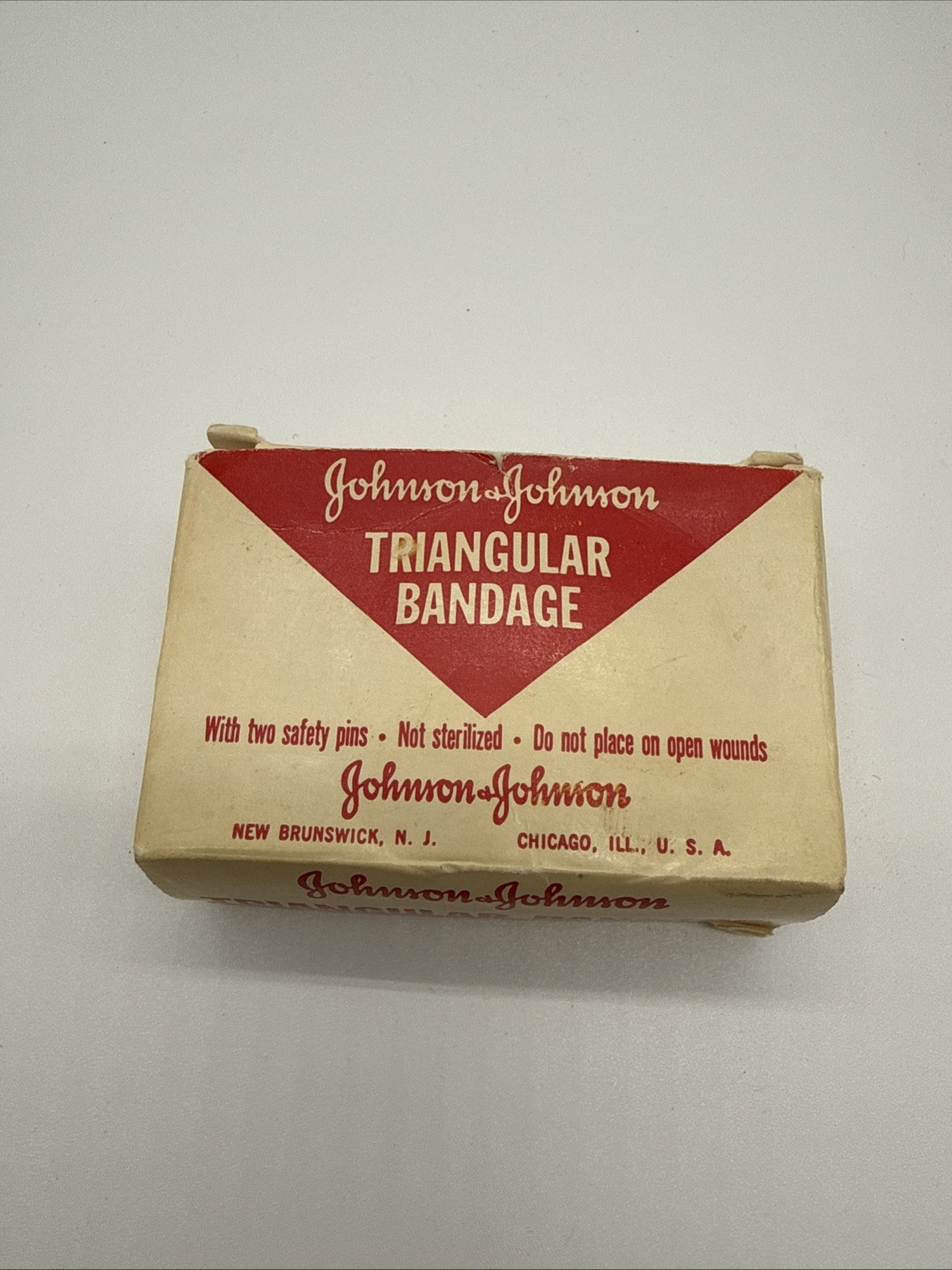 Vintage J& J Triangular Bandage No. 16H – 1940s/1950s First Aid Collectible