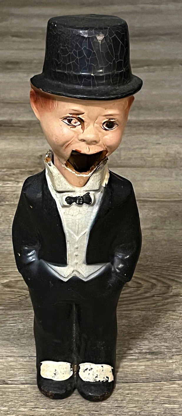 Vintage Charlie McCarthy Paper mâché Ventriloquist Bergen MCM Top Hat Gentlemen