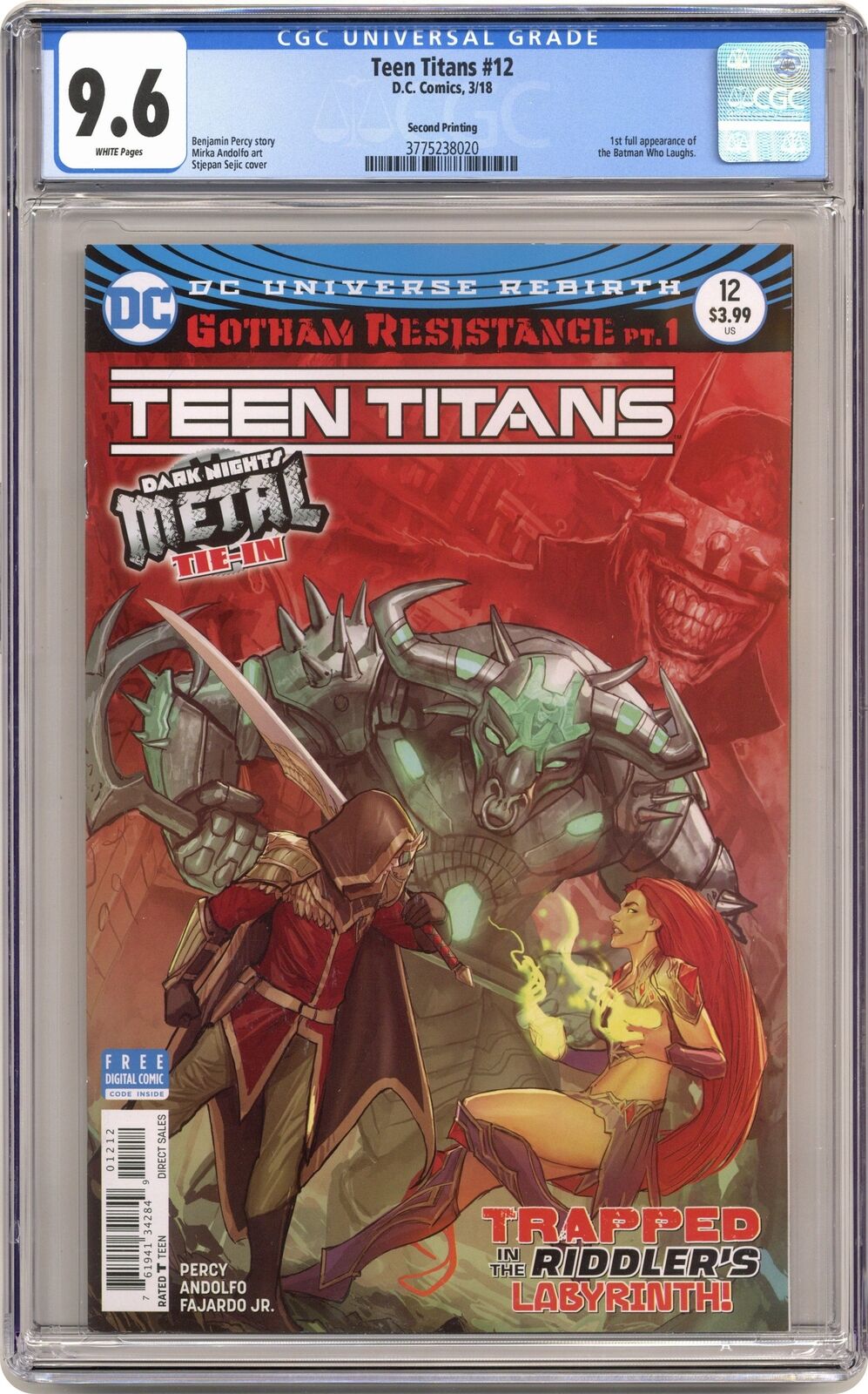 Teen Titans #12C 2nd Printing CGC 9.6 2018 3775238020