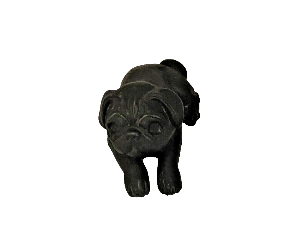 Vintage Black Pug Figurine Sculpture Paper Weight Resin