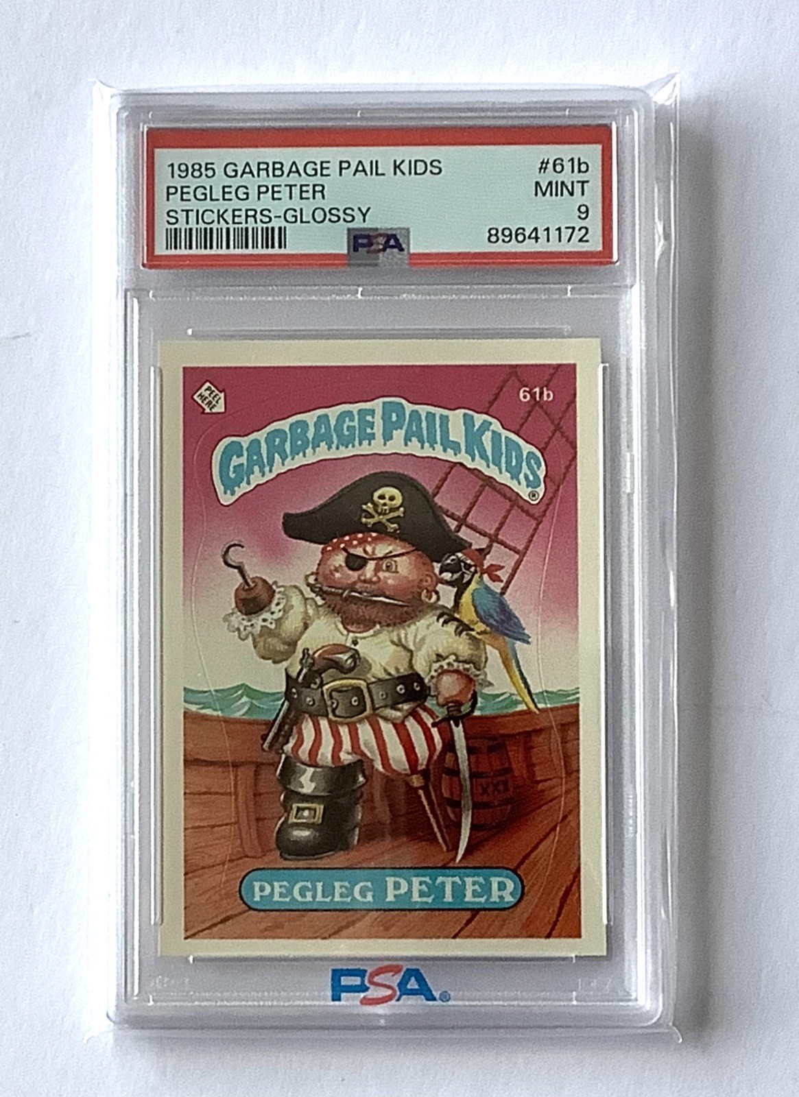 Pegleg Peter 1985 Topps Garbage Pail Kids USA Die Cut Sticker - PSA 9 Glossy 