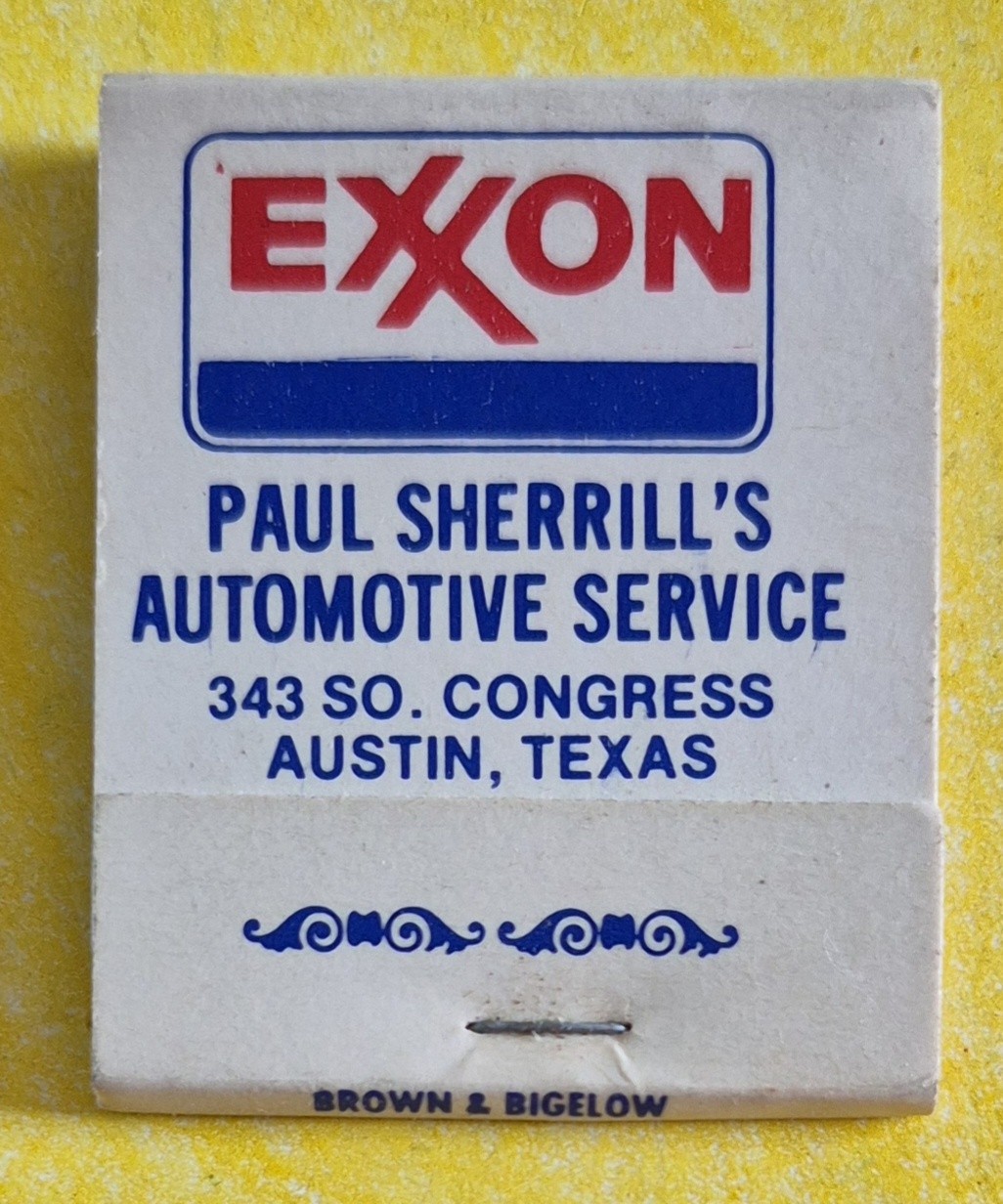 Vintage Unstruck Matchbook Exxon/Paul Sherrill's Automotive Service in Austin TX