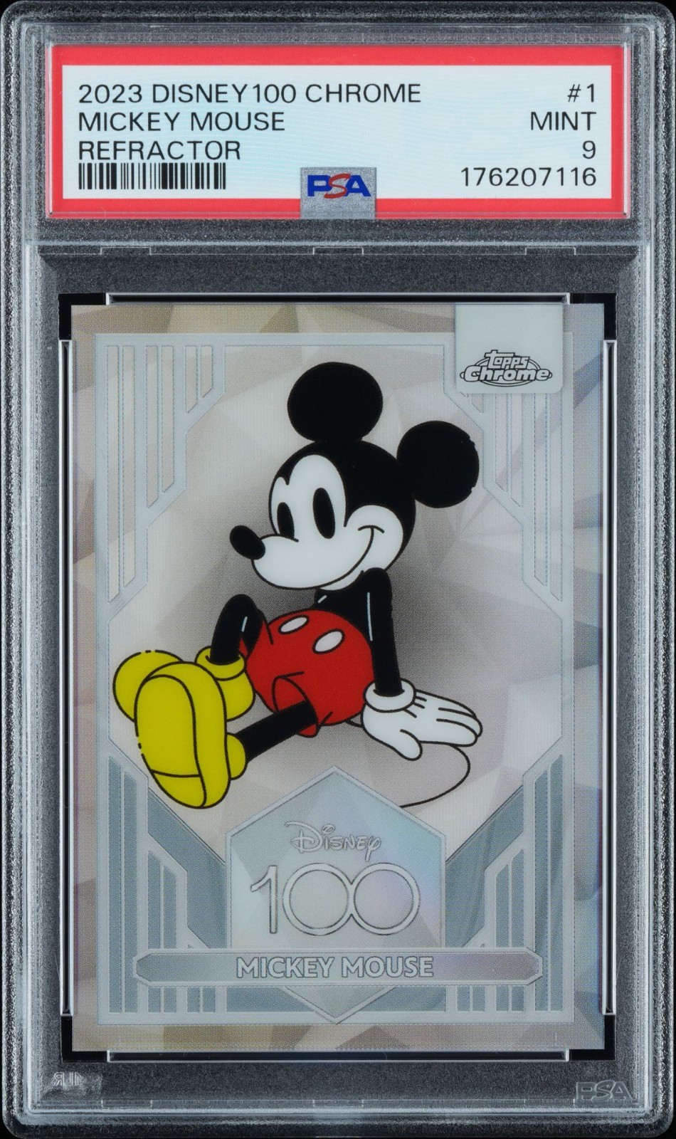 2023 Topps Chrome Disney 100 Mickey Mouse #1 Refractor PSA 9 MINT 2023 Topps Chrome Disney 100 Mickey Mouse #1 Refractor PSA 9 MINT