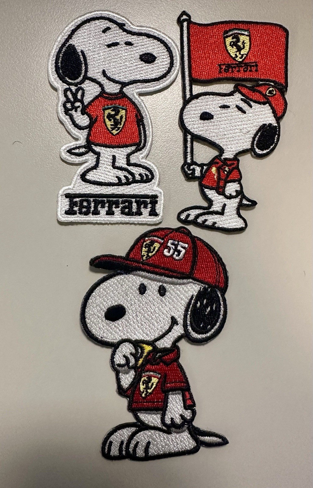 3 Pack Ferrari Snoopy F1 Embroidered Iron On Patch 3.5\