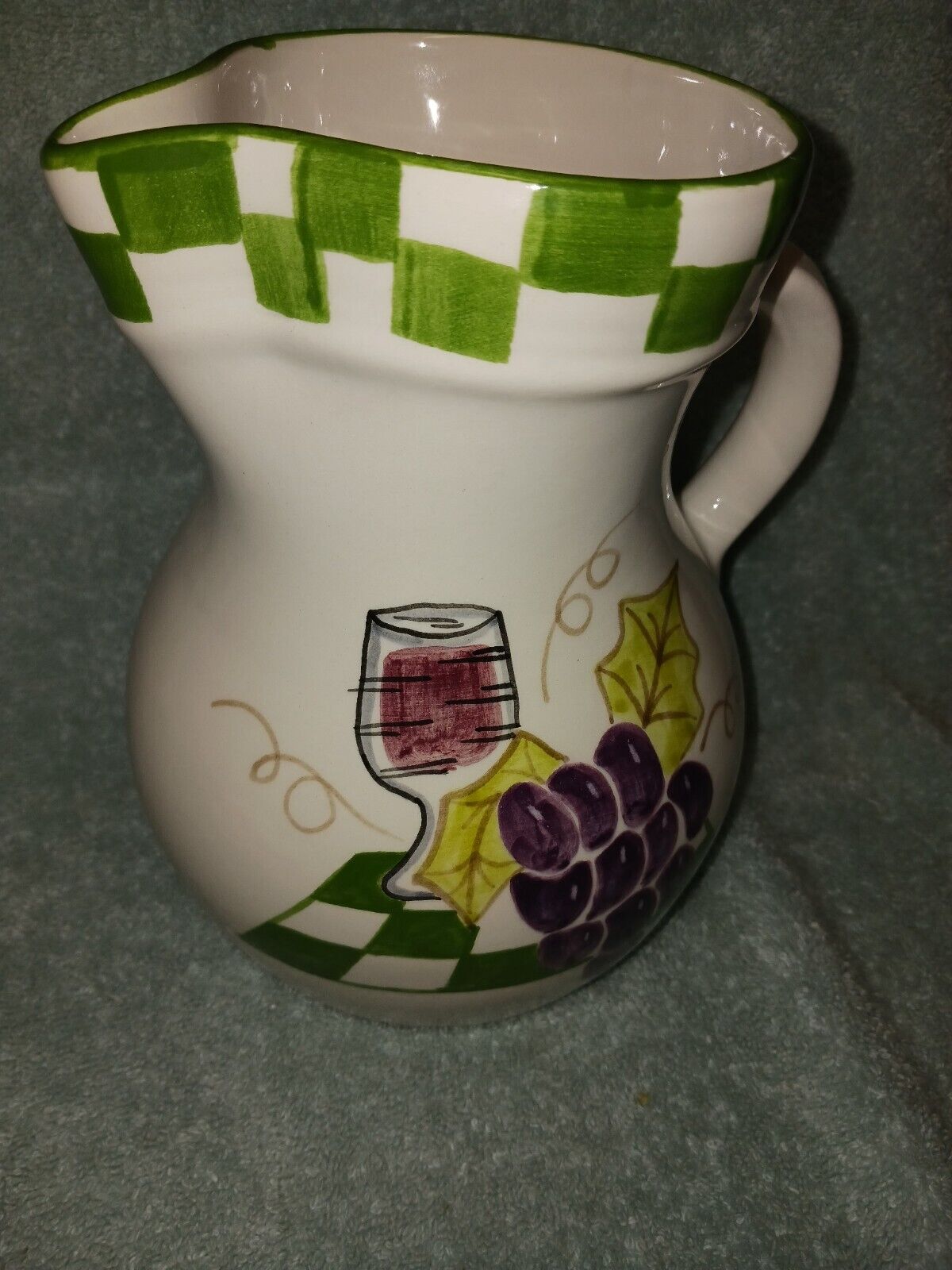 Vintage Laurie Gates 1996 8in Floral Fruit Wine Kitchen Pitcher. New. Rare Find.