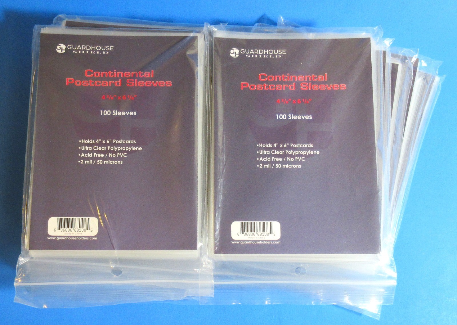1000 CONTINENTAL 4X6 POSTCARD SLEEVES, GUARDHOUSE SHIELD, CLEAR, 4-3/8 X 6-1/8