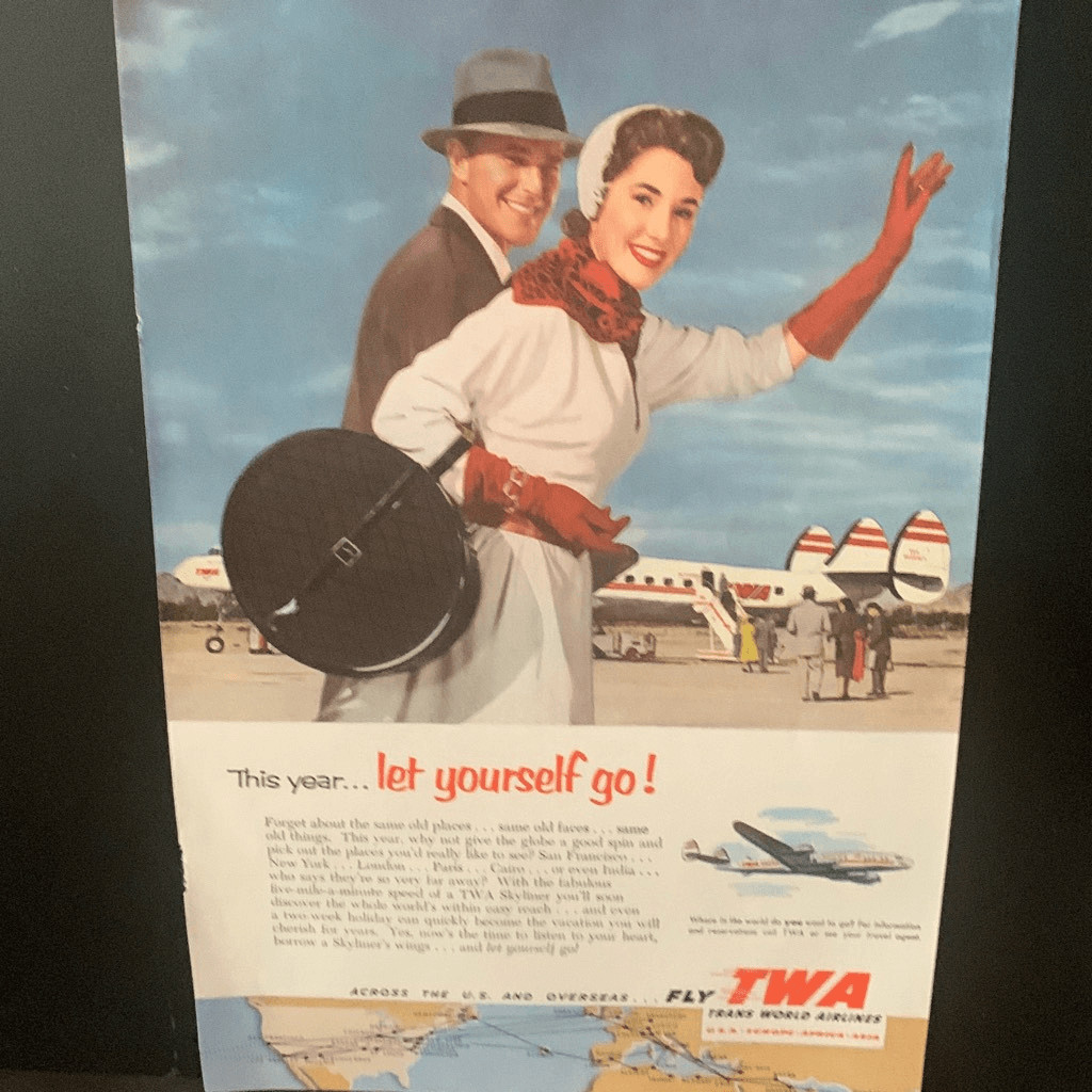 Vintage 1953 TWA This Year Let Yourself Go Ad Advertisement