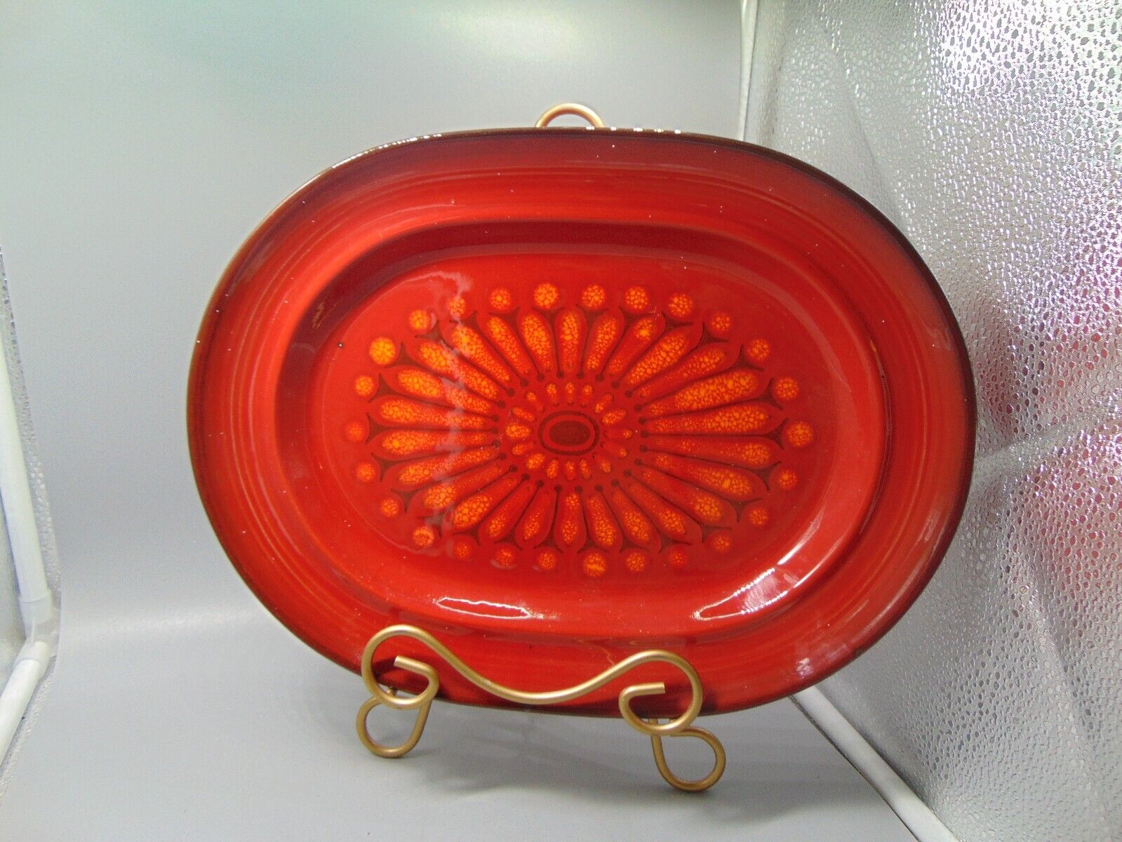 Metlox Medallion Red Oval Platter Vintage