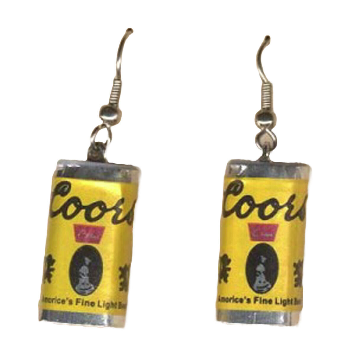 Funky Punk Mini COORS BEER CAN EARRINGS Sports Bar Party Drink Costume Jewelry