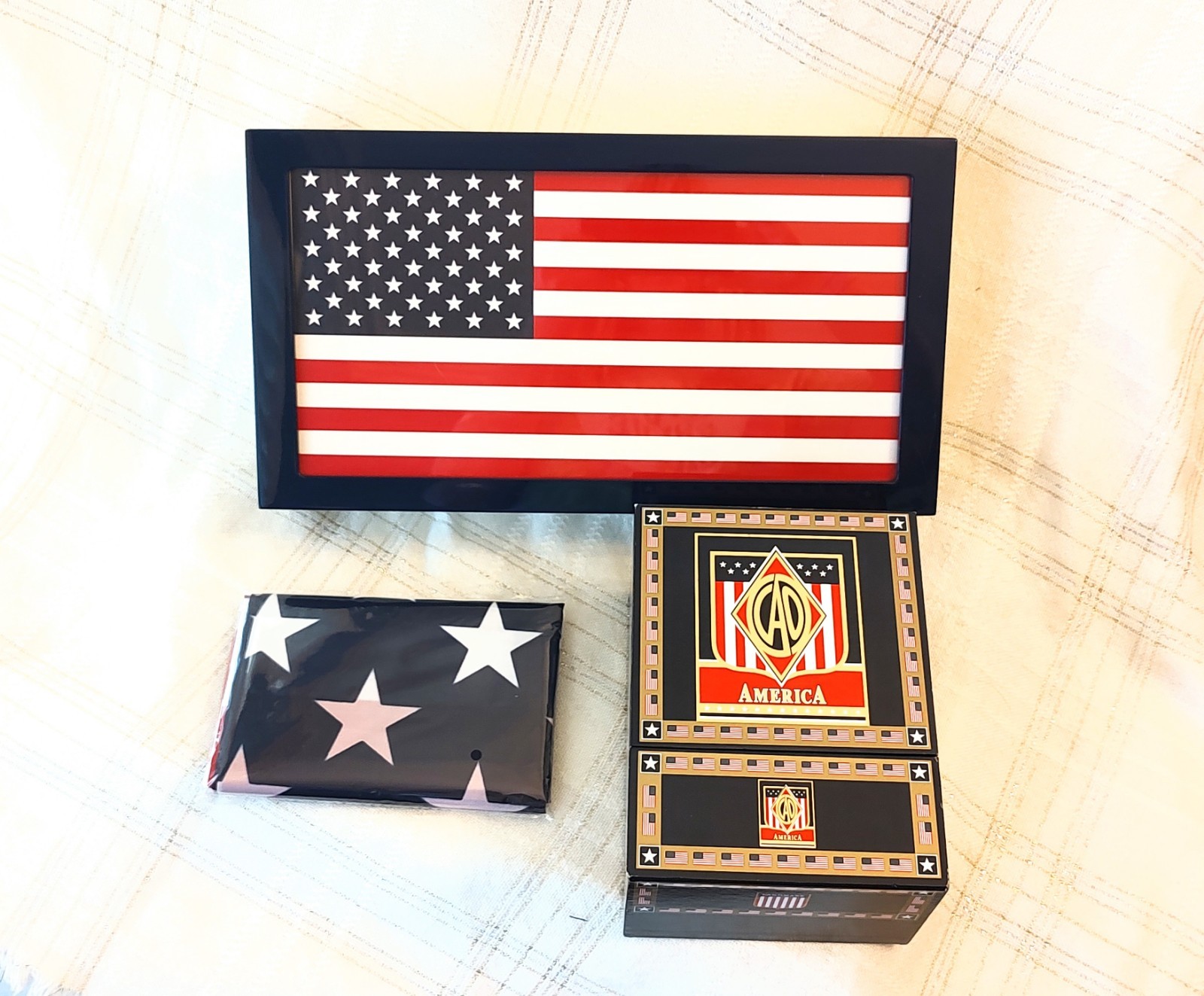 RARE Camacho Liberty American Flag Cigar Box, +7 Coffin Boxes +CAO box +US Flag