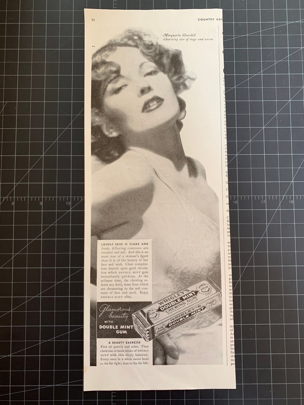 Vintage 1935 Wrigley’s Gum Print Ad - Marguerite Churchill