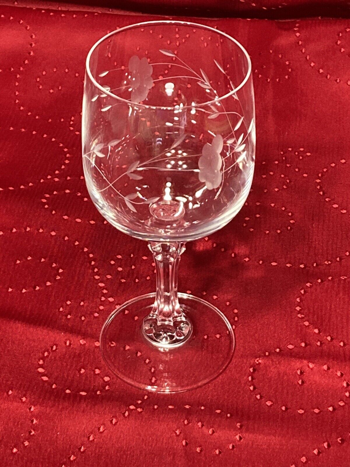 Princess House Bordeaux HERITAGE Floral Cut Clear 6 inch Wine Glass