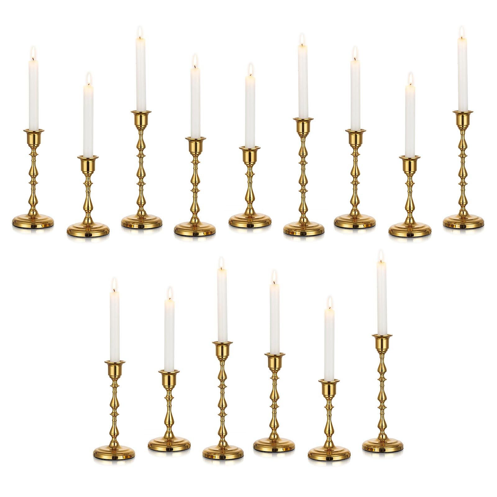 Inweder Gold Brass Taper Candle Holders Vintage Bulk