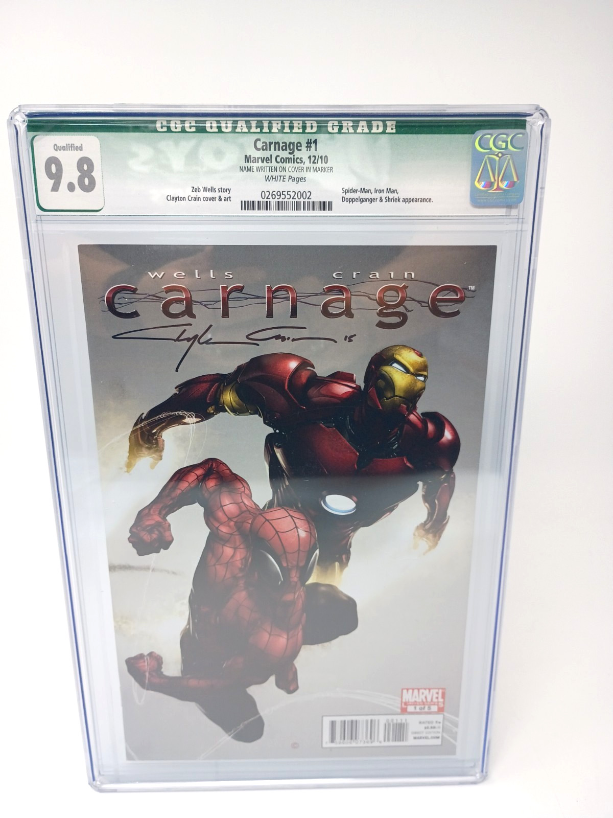 Marvel Comics 2010 Carnage #1  CGC Graded 9.8 Clayton Crain