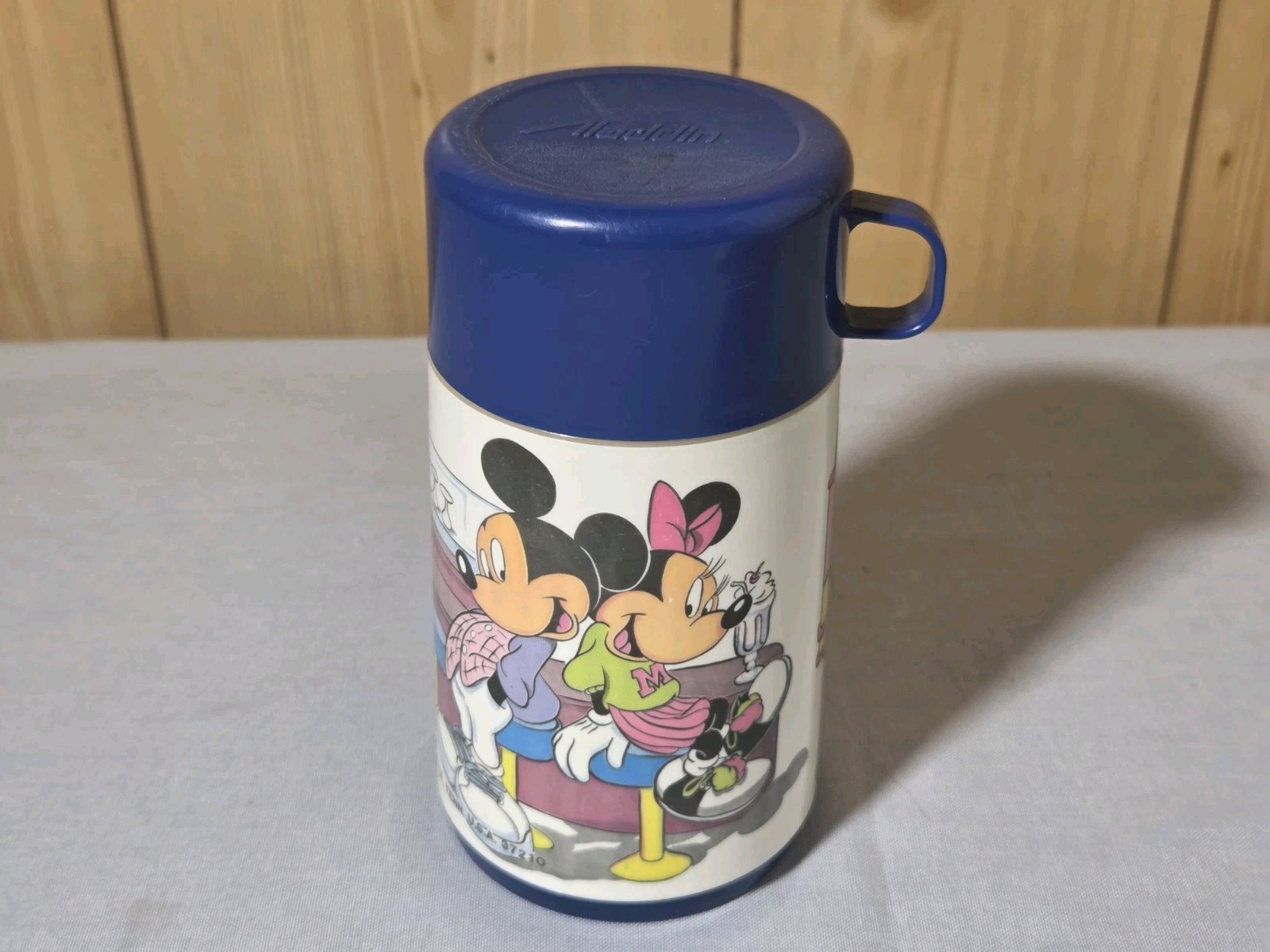 Vintage ALADDIN MICKEY & MINNIE MOUSE THERMOS UNUSED GREAT COLOR GRAPHICS 1970s