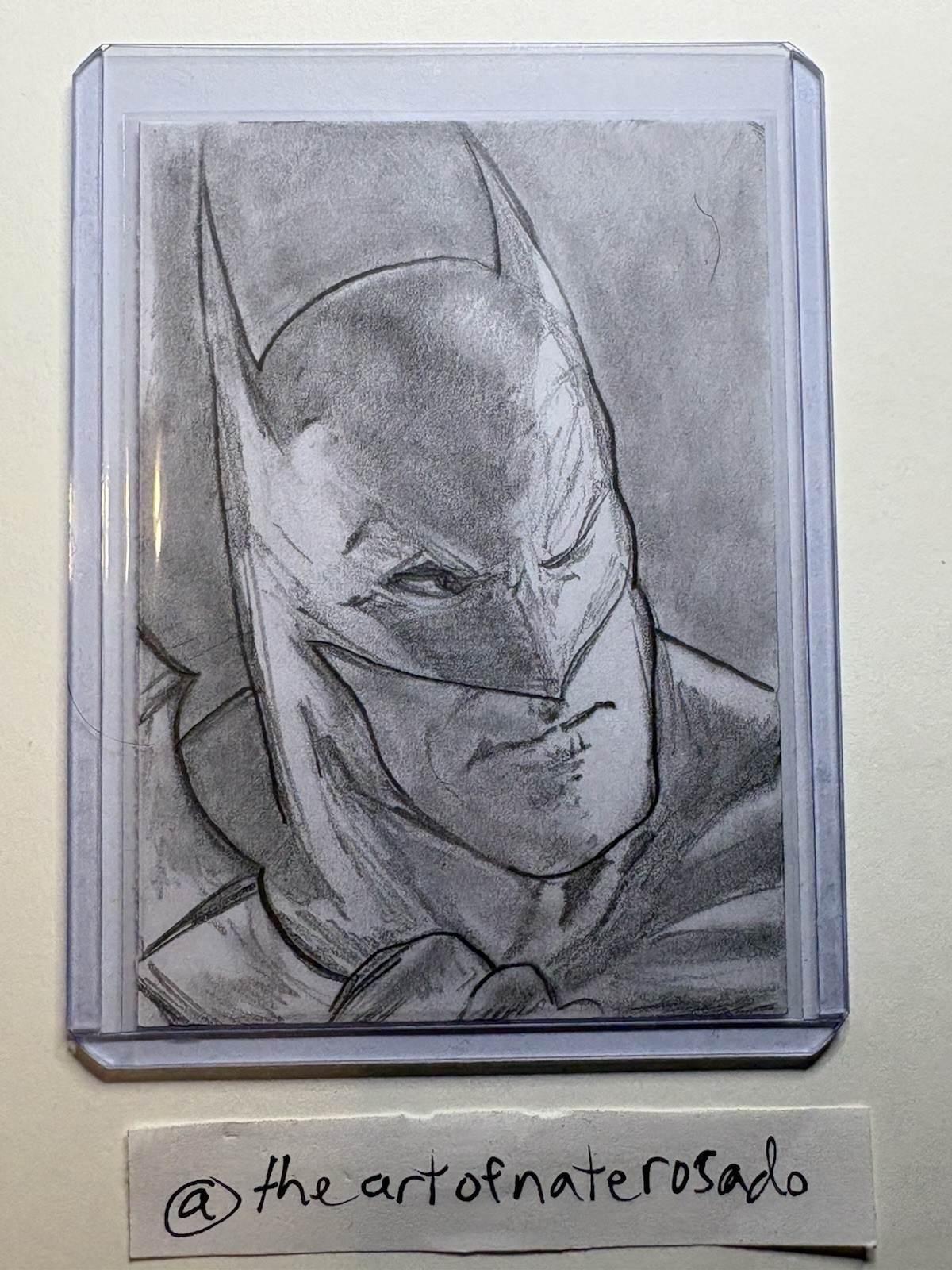 Nate Rosado Signed OOAK Hand Drawn 2.5x3.5 Batman Sketch Card based on Alex Ross