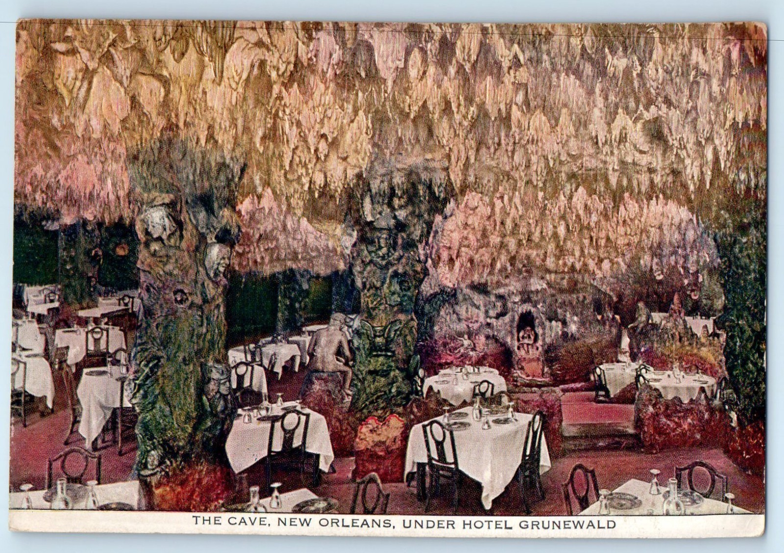 1910 New Orleans Louisiana Postcard the Cave Under hotel Grunewald Restaurant