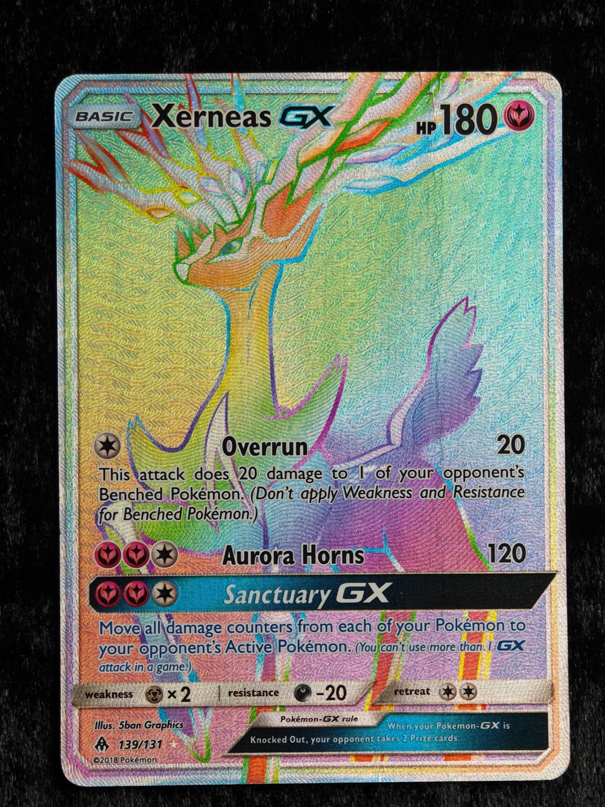 Pokémon TCG Xerneas GX Rainbow Rare Card 139/131