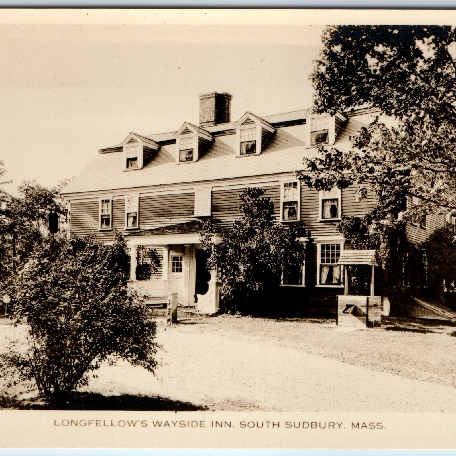 c1930s Sudbury Mass Hotel RPPC Longfellow's Wayside Inn Exterior Real Photo A259