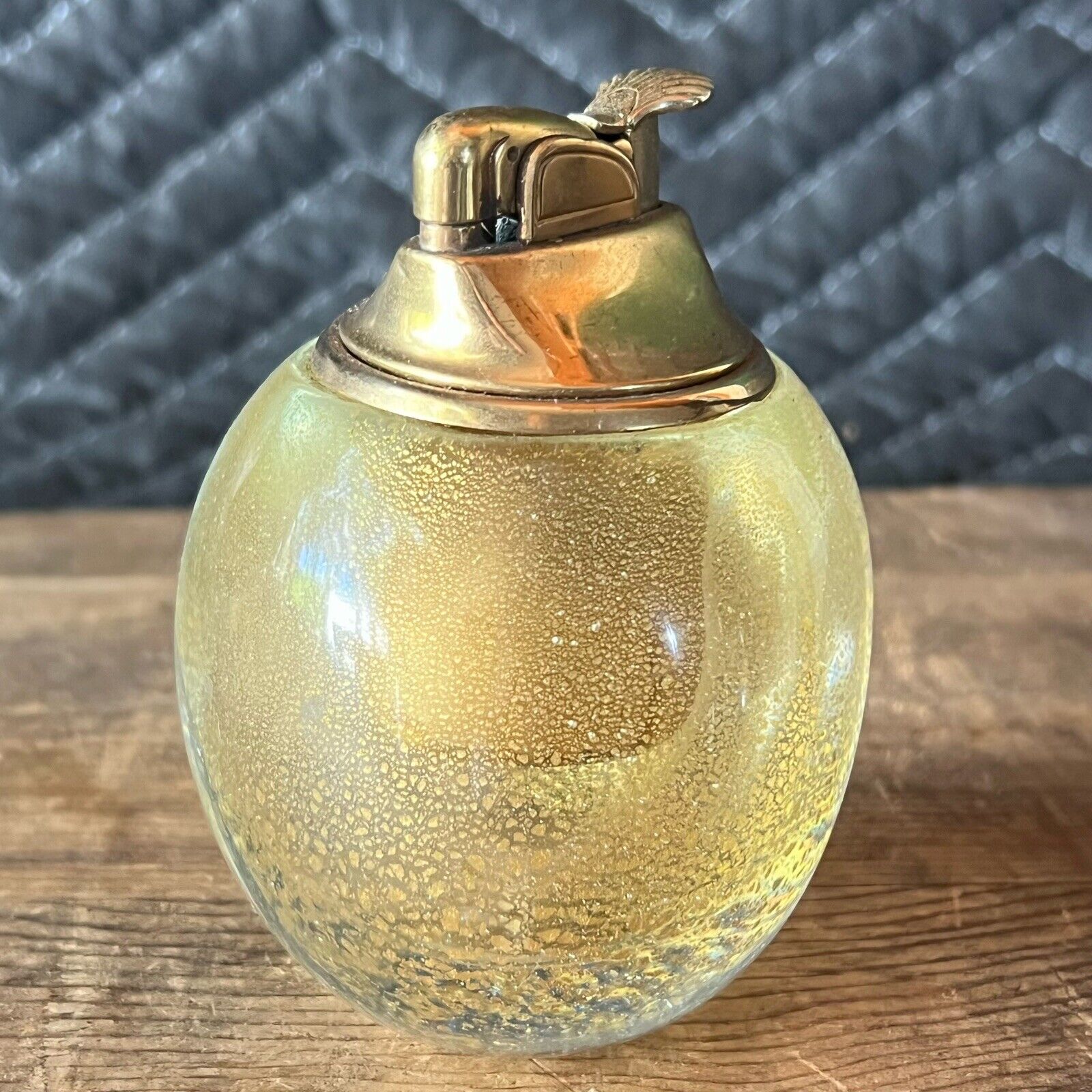 Beautiful VINTAGE Mid Century Murano Gold Glittery Glass Evans Table Lighter