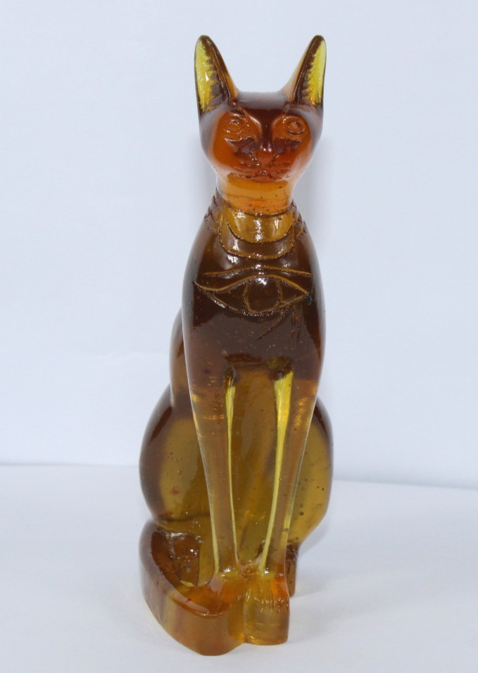 RARE ANCIENT EGYPTIAN ANTIQUE Bastet  Cat Bast Statue Amber Stone Egypt History