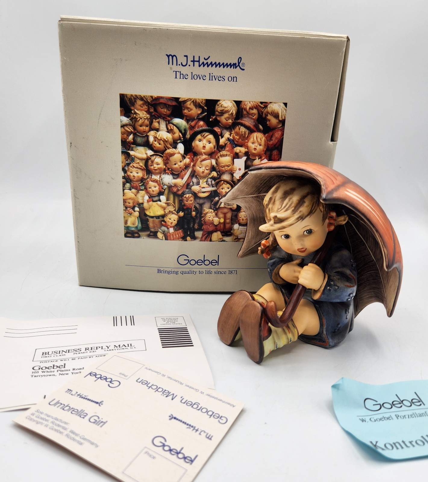 Hummel Goebel Umbrella Girl Figurine TMK 7 152/ O B Vintage Rare Open Box Signed
