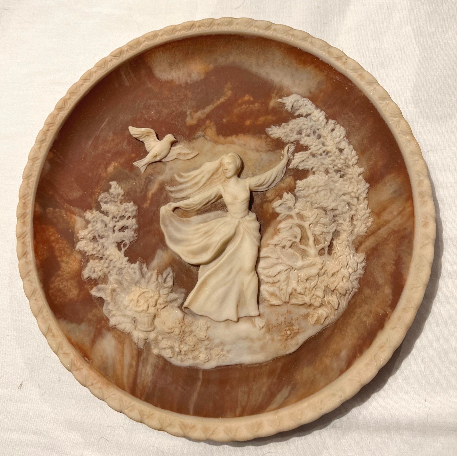 Solid Incolay Stone Collector Plate \'To A Skylark\' by Gayle Bright Appleby