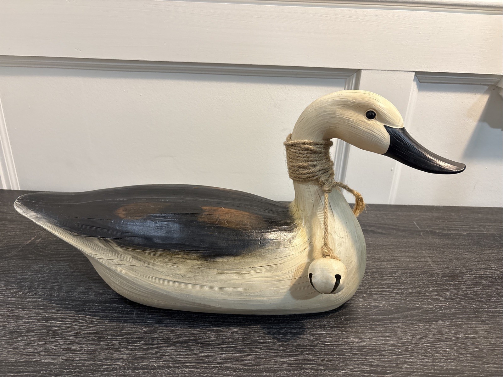 Vintage Wooden Duck Decoy Preening Figure Folk Art Rustic Cabin Country Decor