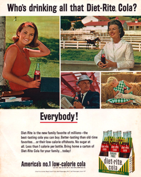 1965 Print Ad Diet Rite Cola Farm Horses Baby Goat Royal Crown Look Magazine