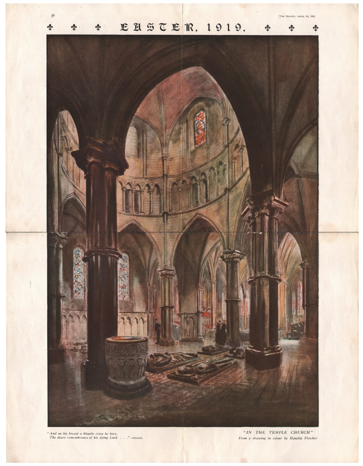 1919 Vintage 4-Pg Foldout Easter Chapel Of Henry VII Periodical Print