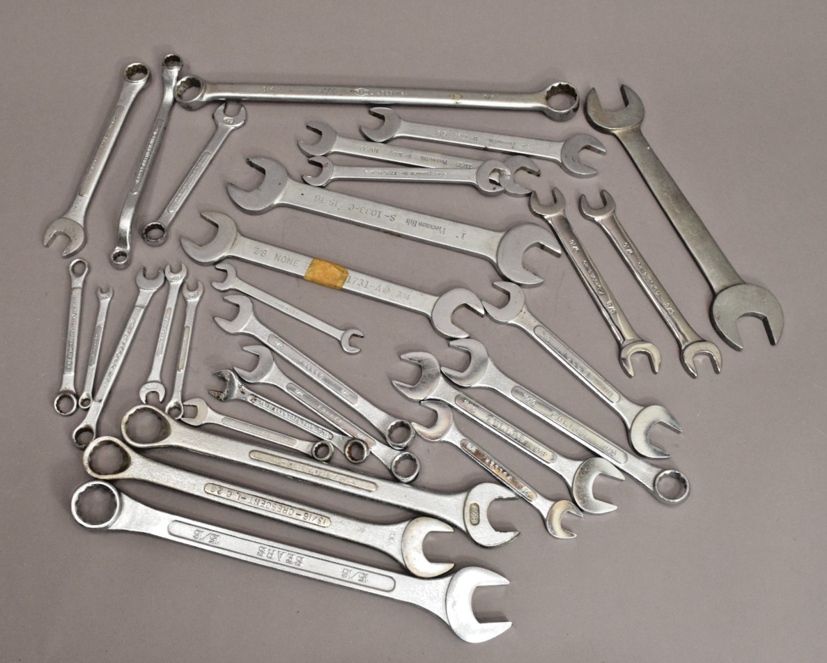 Vintage Wrench Lot Barcalo Crescent Fuller SAE 26pc Inv 5109