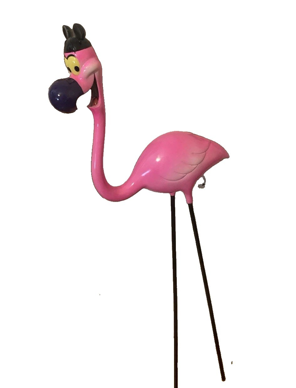 Disney Parks Pink Flamingo Ceramic Figurine Yard Art Mickey Ears.  EURODISNEY.