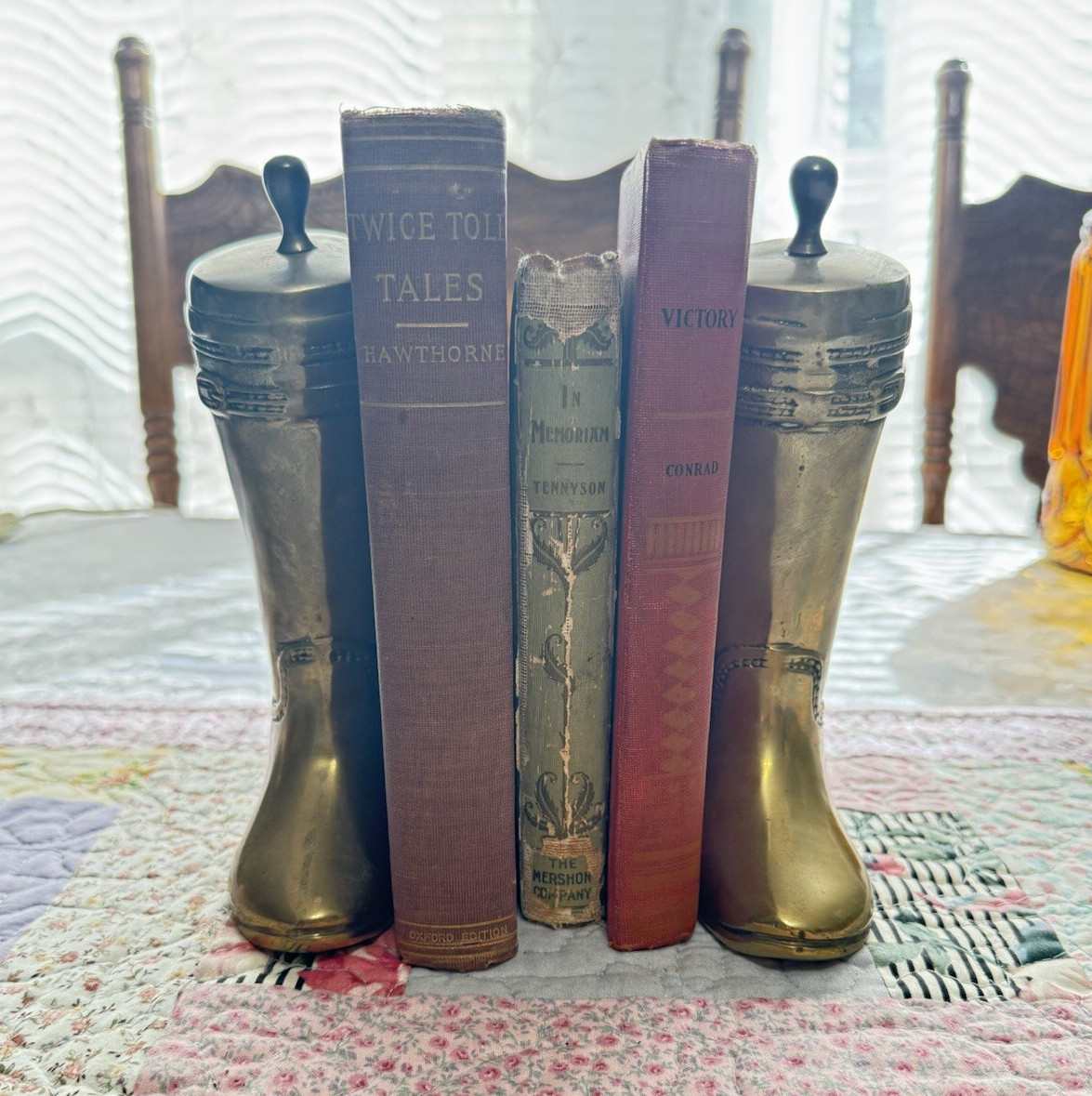 Vintage Solid Brass Riding Boot Bookends Equestrian Decor