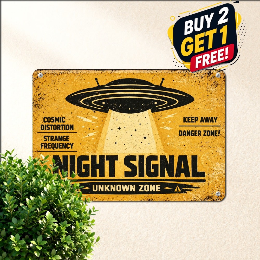Recent UFO Abduction Warning Metal Sign Retro Alien Sci-Fi Wall Decor Plaque