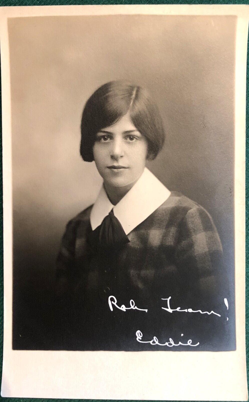 Antique School Portrait Post Card 1920s, Vitava, Young Woman