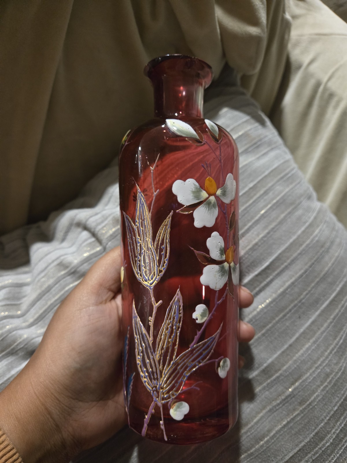Vintage Cranberry Glass Vase 8\