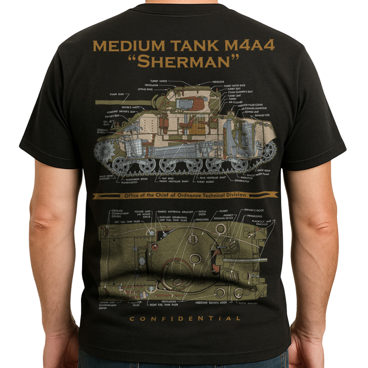 M4 SHERMAN TANK T-SHIRT 75mm ammunition ordnance WW2 army military armor gun war