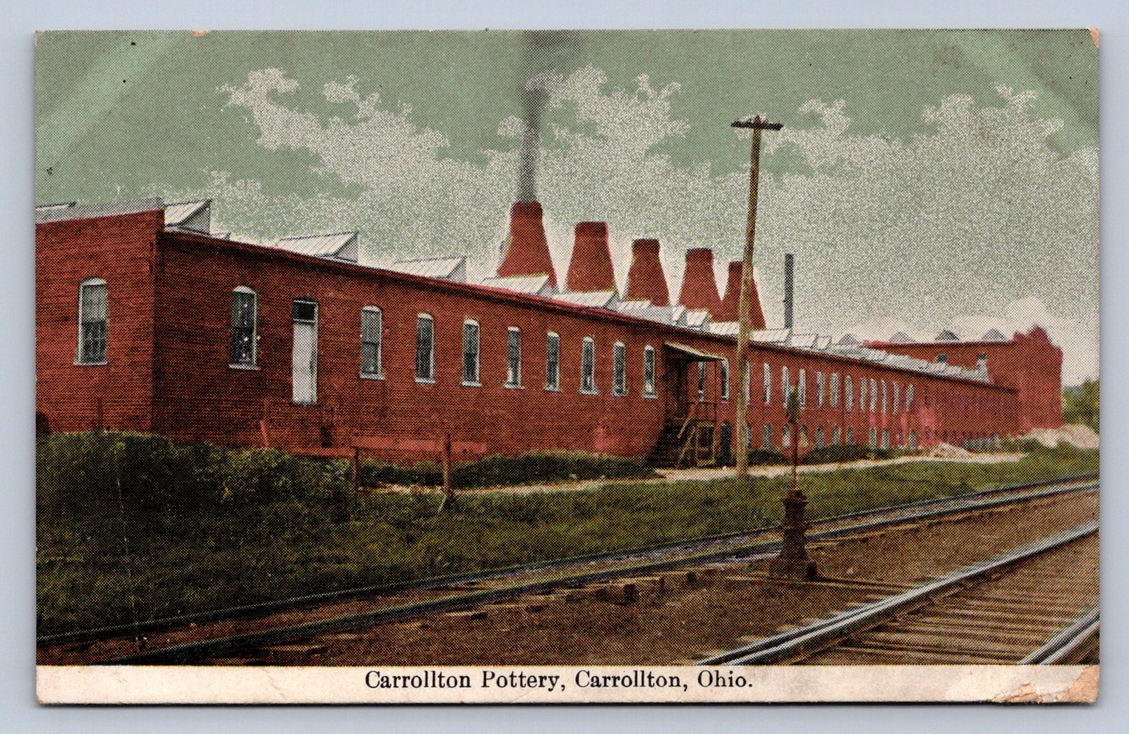 J87/ Carrollton Ohio Postcard c1910 Carrollton Pottery Factory Kilns  339