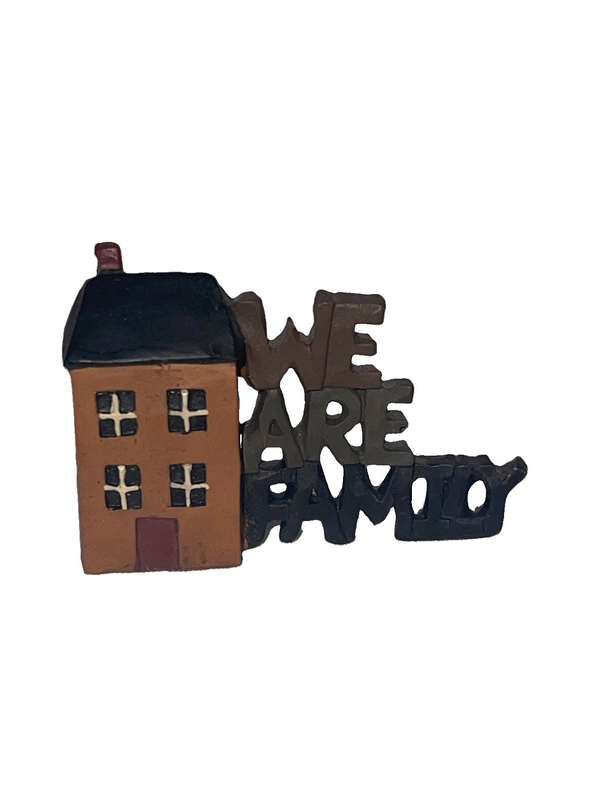 Vtg Miniature Dollhouse Wood Colonial House We Are Family 