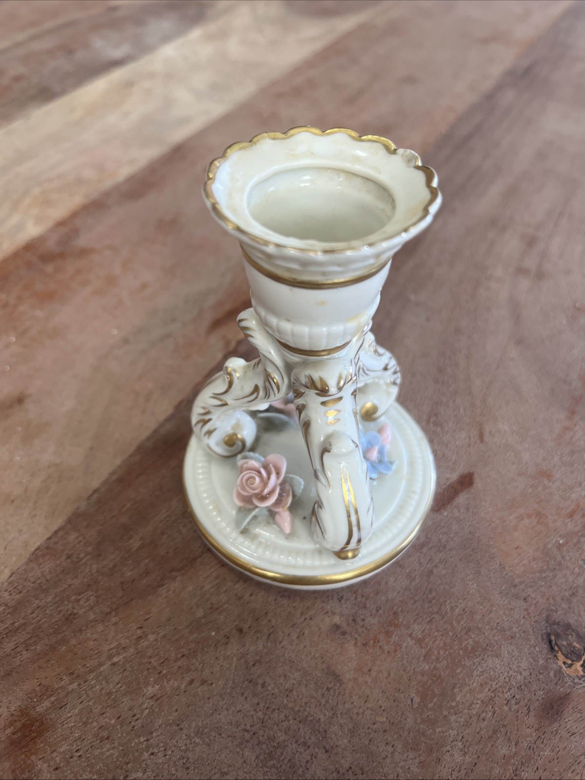 Antique Volkstedt German Porcelain Candle Holder 19th Century 3.5” Tall