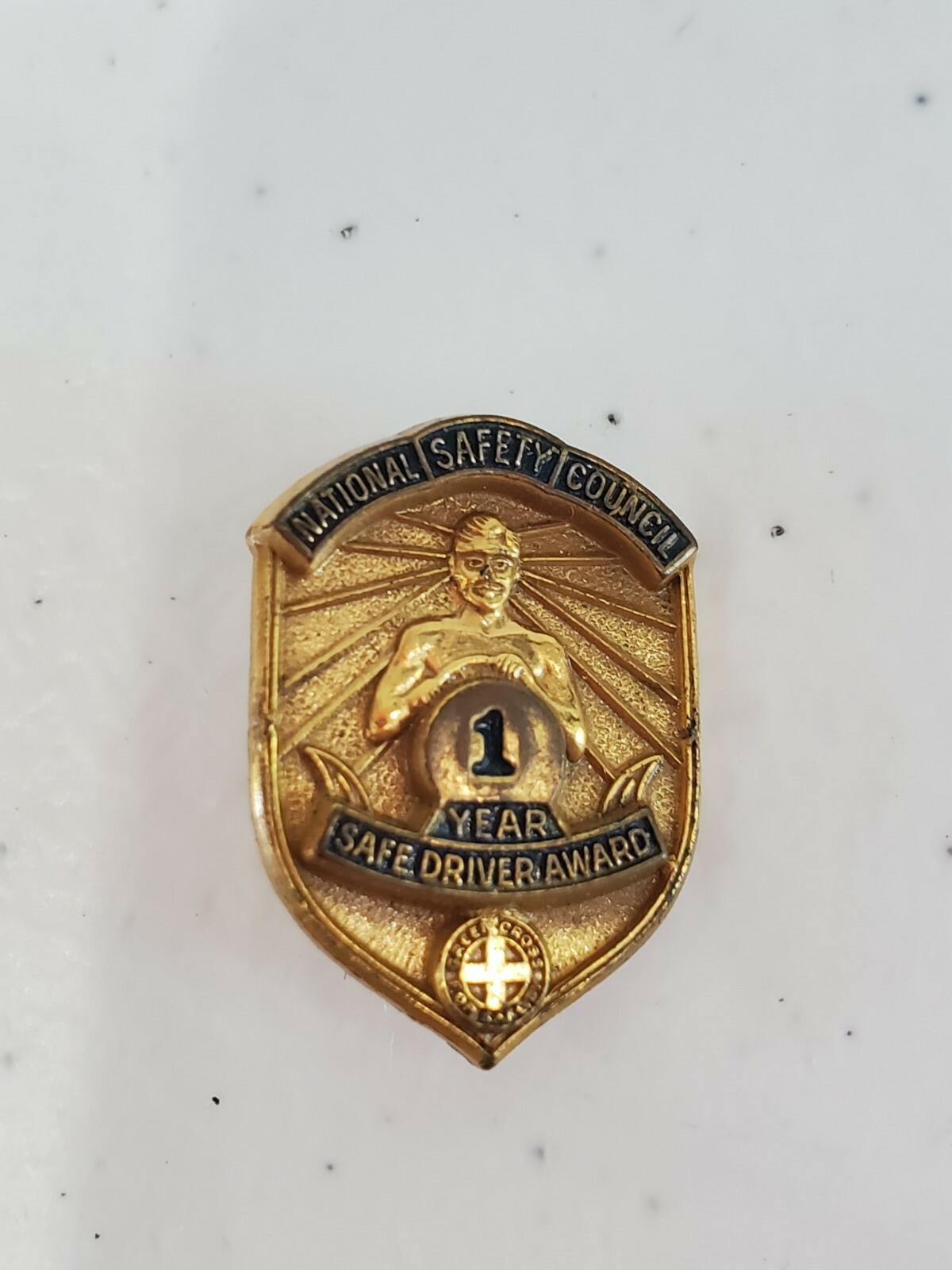 Vintage NATIONAL SAFETY COUNCIL 1 Year Safe Driver Award Screw Back Lapel Pin