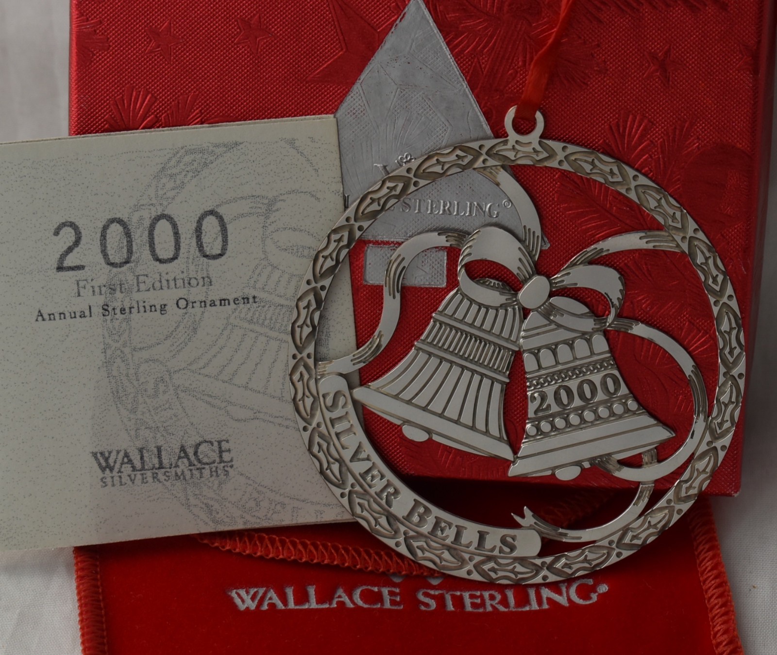 2000 WALLACE Sterling Silver Christmas ORNAMENT Silver BELL Song New Old Stock