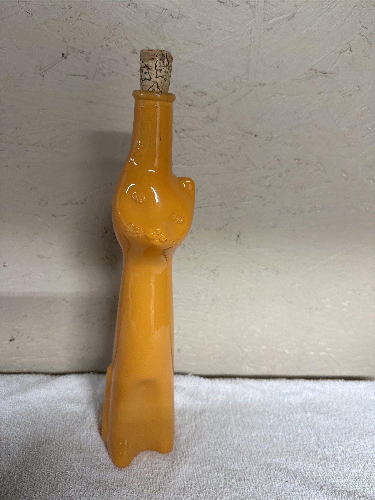 Happy Cat Moselland Orange Opaque Cat-Shaped Empty Wine Bottle 2019 Rheinhessen