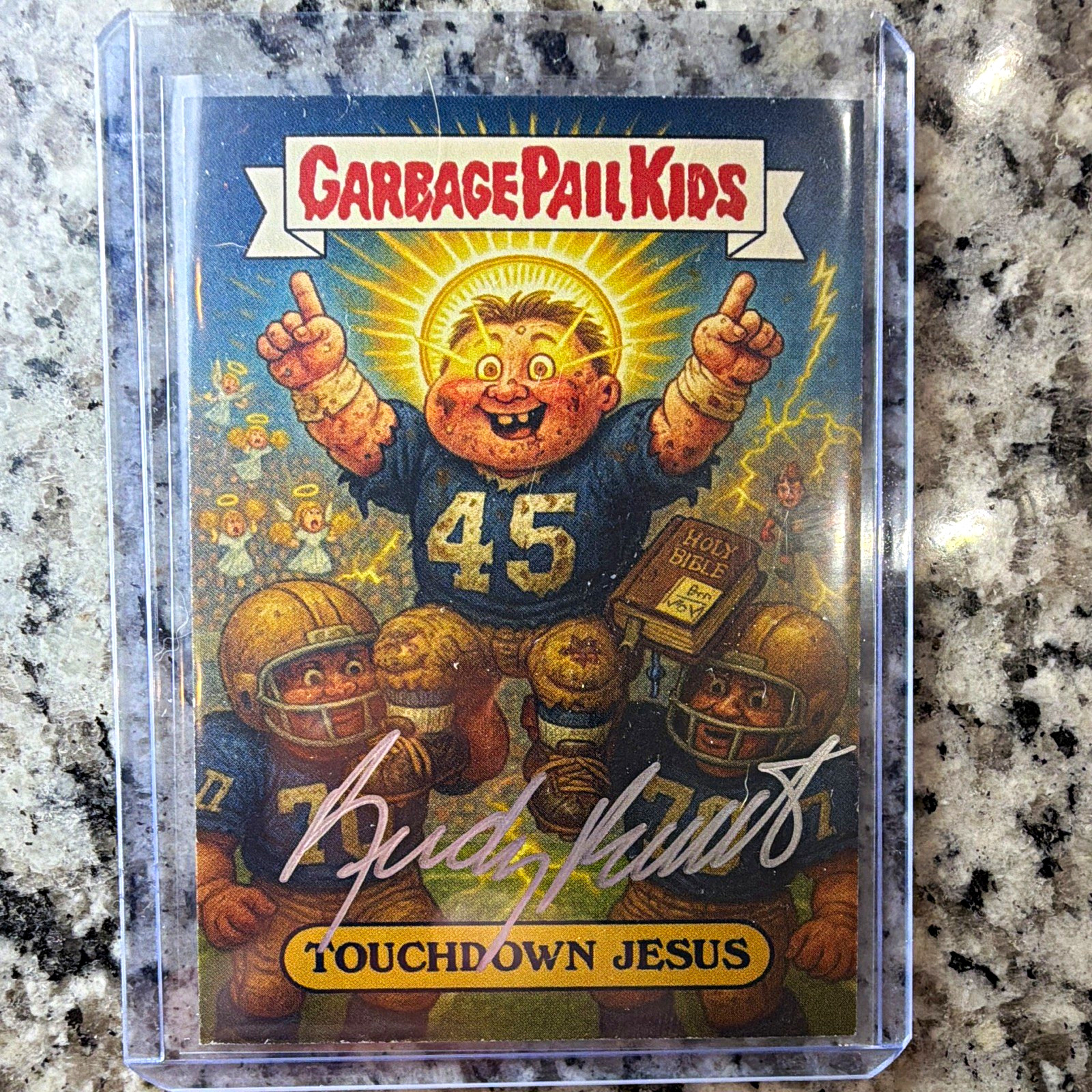 Topps Garbage Pail Kids 1987 Touchdown Jesus Rudy Ruettiger Auto #136589