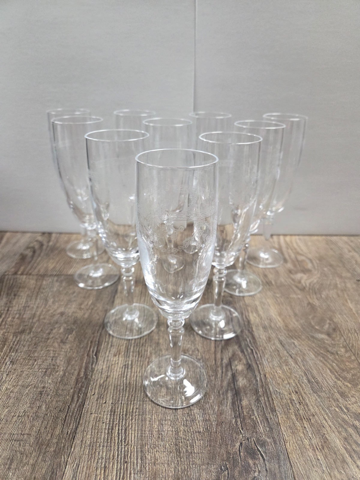Cristal D\'Arques - Durand Dampierre Champagne Flutes Glasses NEW Set of 10