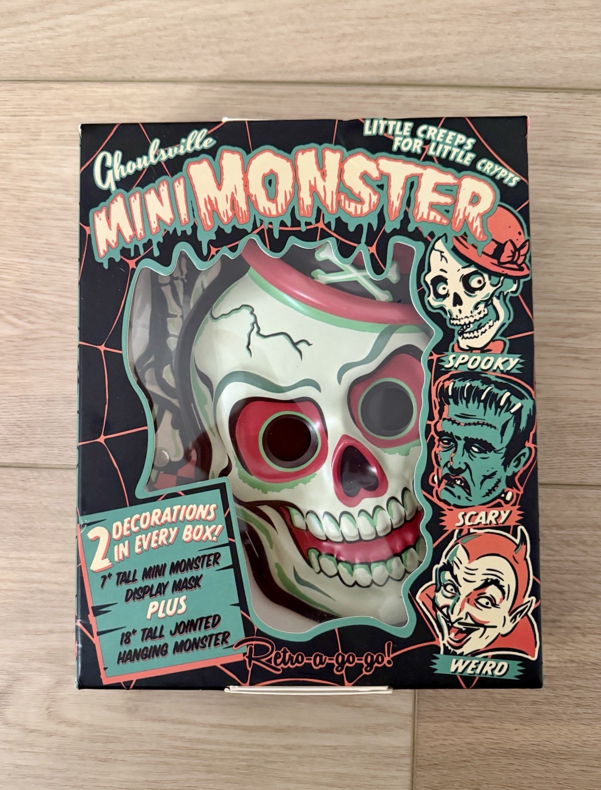 Ghoulsville Mini Monster Retro-A-Go-Go Mask Crazy Bones Halloween Never Used