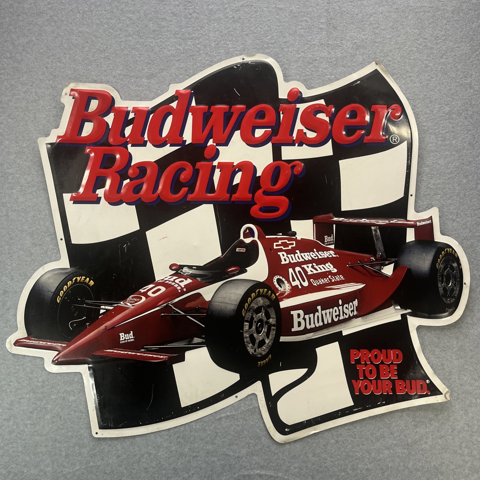 Vintage 1995 Budweiser Racing IndyCar Metal Sign Anheuser Busch 33.5\