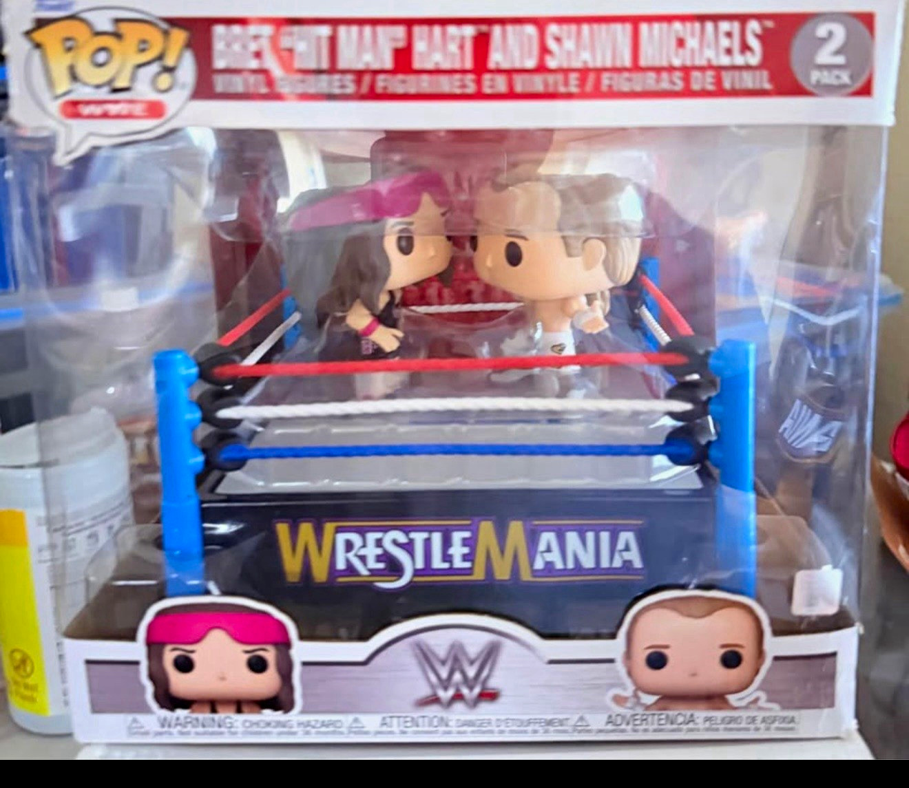 Funko Pop WWE WrestleMania Bret Hart & Shawn Michaels 2-Pack w/ Ring
