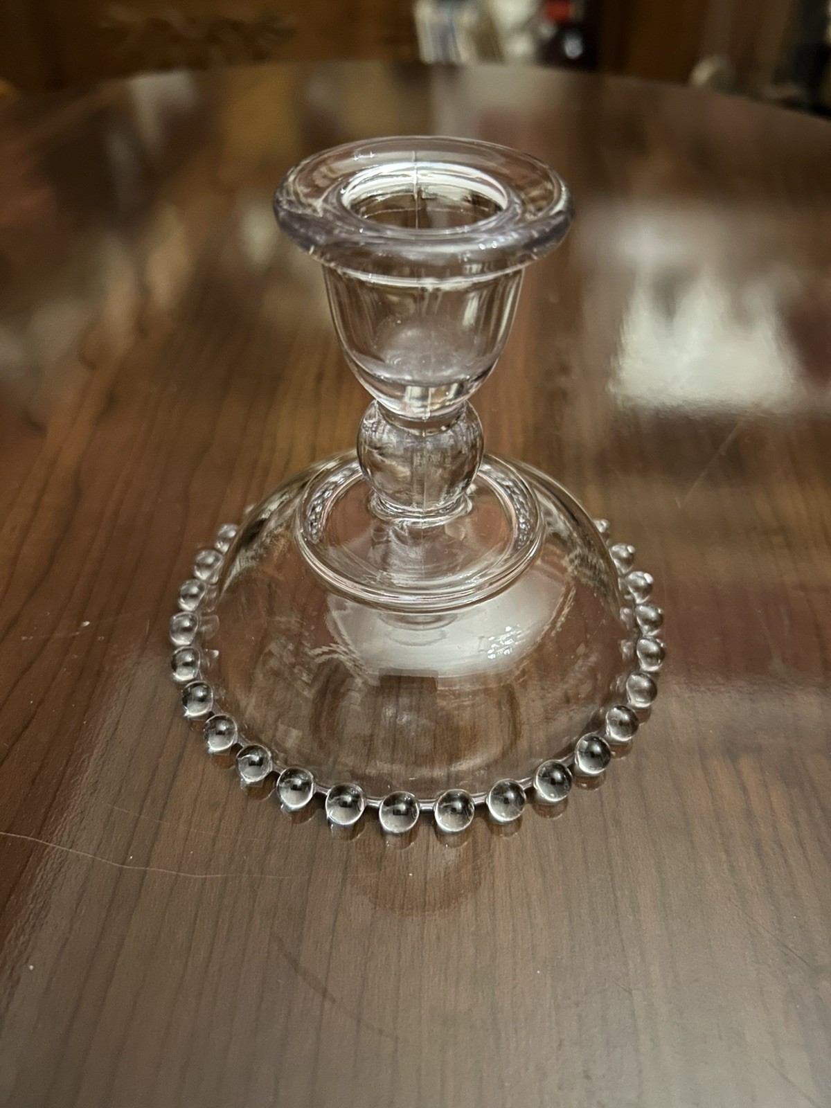 1 Clear Candlestick Holder With Candlewick Design