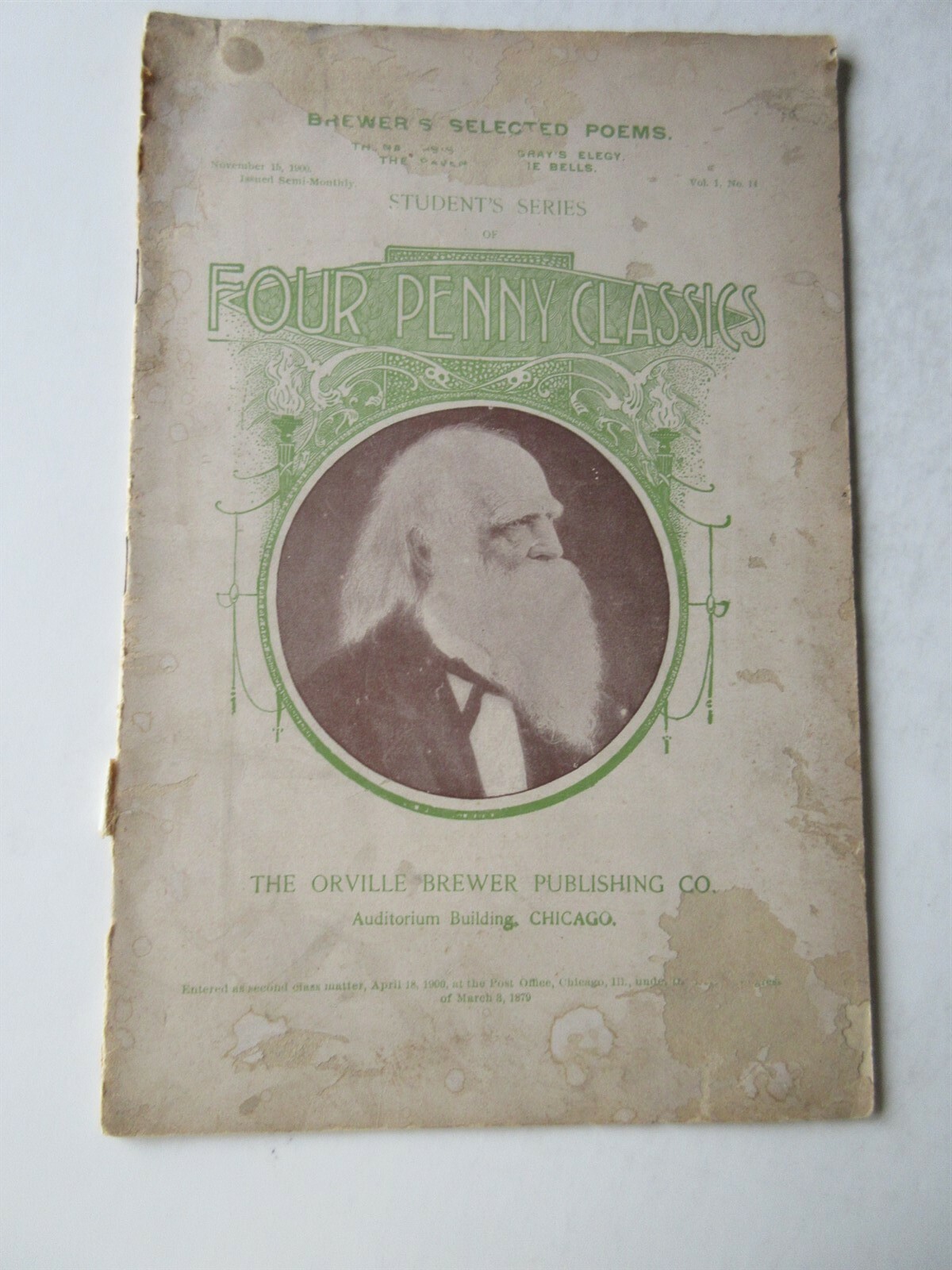 1900 Four Penny Classics Brewer's Selected Poems William Cullen Bryant 
